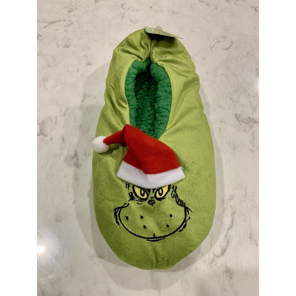 Dr Seuss Grinch That Stole Christmas  Slipper Socks No Slip Women's Size M (6-8)